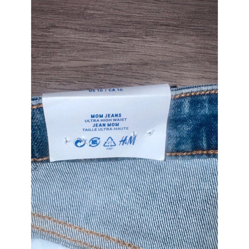 NWT H&M &Denim Ultra High Waist Mom Jeans Blue Size 16 - Picture 6 of 8
